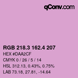 カラーコード: RGB 218.3 162.4 207 | qconv.com