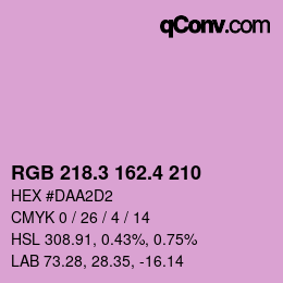 カラーコード: RGB 218.3 162.4 210 | qconv.com