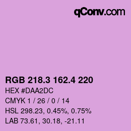 カラーコード: RGB 218.3 162.4 220 | qconv.com