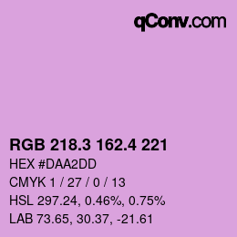 カラーコード: RGB 218.3 162.4 221 | qconv.com