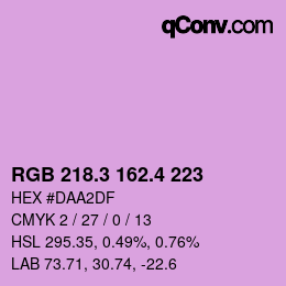 カラーコード: RGB 218.3 162.4 223 | qconv.com