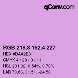 カラーコード: RGB 218.3 162.4 227 | qconv.com