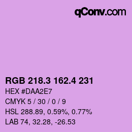 カラーコード: RGB 218.3 162.4 231 | qconv.com