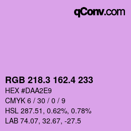 カラーコード: RGB 218.3 162.4 233 | qconv.com