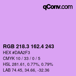 カラーコード: RGB 218.3 162.4 243 | qconv.com