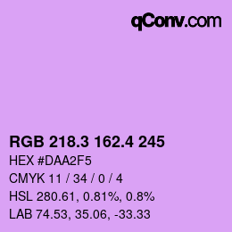 カラーコード: RGB 218.3 162.4 245 | qconv.com