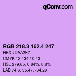 カラーコード: RGB 218.3 162.4 247 | qconv.com