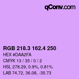 カラーコード: RGB 218.3 162.4 250 | qconv.com