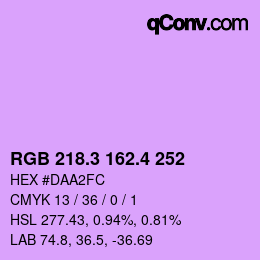 カラーコード: RGB 218.3 162.4 252 | qconv.com
