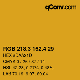 カラーコード: RGB 218.3 162.4 29 | qconv.com