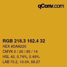 カラーコード: RGB 218.3 162.4 32 | qconv.com