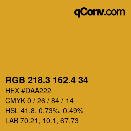 カラーコード: RGB 218.3 162.4 34 | qconv.com