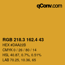 カラーコード: RGB 218.3 162.4 43 | qconv.com