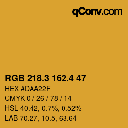 カラーコード: RGB 218.3 162.4 47 | qconv.com