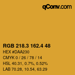 カラーコード: RGB 218.3 162.4 48 | qconv.com