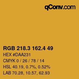 カラーコード: RGB 218.3 162.4 49 | qconv.com