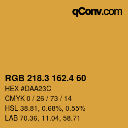 カラーコード: RGB 218.3 162.4 60 | qconv.com