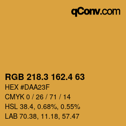 カラーコード: RGB 218.3 162.4 63 | qconv.com