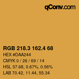 カラーコード: RGB 218.3 162.4 68 | qconv.com