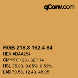 カラーコード: RGB 218.3 162.4 84 | qconv.com