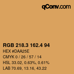 カラーコード: RGB 218.3 162.4 94 | qconv.com