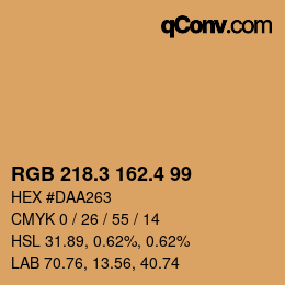 カラーコード: RGB 218.3 162.4 99 | qconv.com