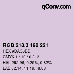 カラーコード: RGB 218.3 198 221 | qconv.com