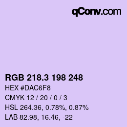 カラーコード: RGB 218.3 198 248 | qconv.com