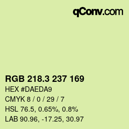カラーコード: RGB 218.3 237 169 | qconv.com