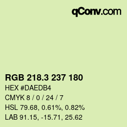 カラーコード: RGB 218.3 237 180 | qconv.com