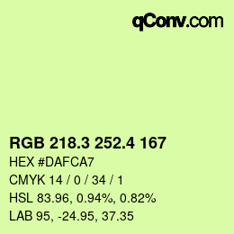 カラーコード: RGB 218.3 252.4 167 | qconv.com