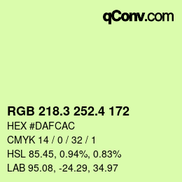 カラーコード: RGB 218.3 252.4 172 | qconv.com