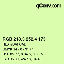 カラーコード: RGB 218.3 252.4 173 | qconv.com