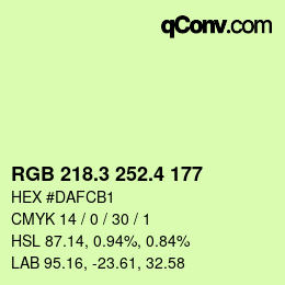 カラーコード: RGB 218.3 252.4 177 | qconv.com