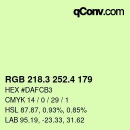 カラーコード: RGB 218.3 252.4 179 | qconv.com