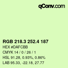 カラーコード: RGB 218.3 252.4 187 | qconv.com