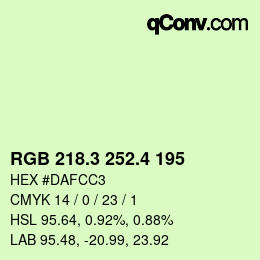 カラーコード: RGB 218.3 252.4 195 | qconv.com