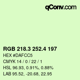 カラーコード: RGB 218.3 252.4 197 | qconv.com