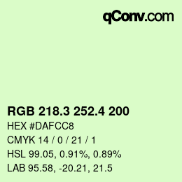 カラーコード: RGB 218.3 252.4 200 | qconv.com