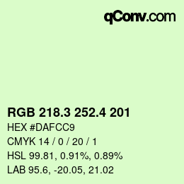 カラーコード: RGB 218.3 252.4 201 | qconv.com