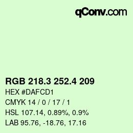 カラーコード: RGB 218.3 252.4 209 | qconv.com
