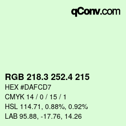 カラーコード: RGB 218.3 252.4 215 | qconv.com