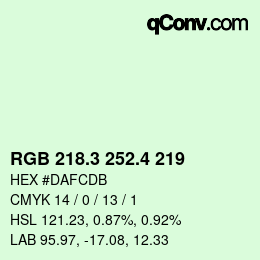 カラーコード: RGB 218.3 252.4 219 | qconv.com