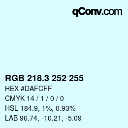 カラーコード: RGB 218.3 252 255 | qconv.com