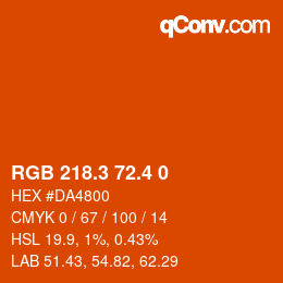 カラーコード: RGB 218.3 72.4 0 | qconv.com