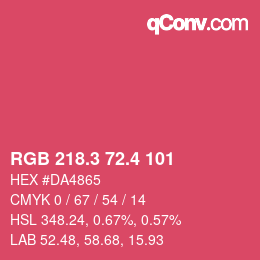 カラーコード: RGB 218.3 72.4 101 | qconv.com