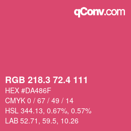 カラーコード: RGB 218.3 72.4 111 | qconv.com