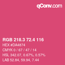 カラーコード: RGB 218.3 72.4 116 | qconv.com