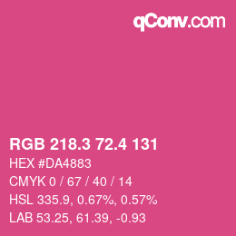 カラーコード: RGB 218.3 72.4 131 | qconv.com