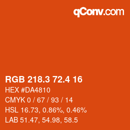 カラーコード: RGB 218.3 72.4 16 | qconv.com